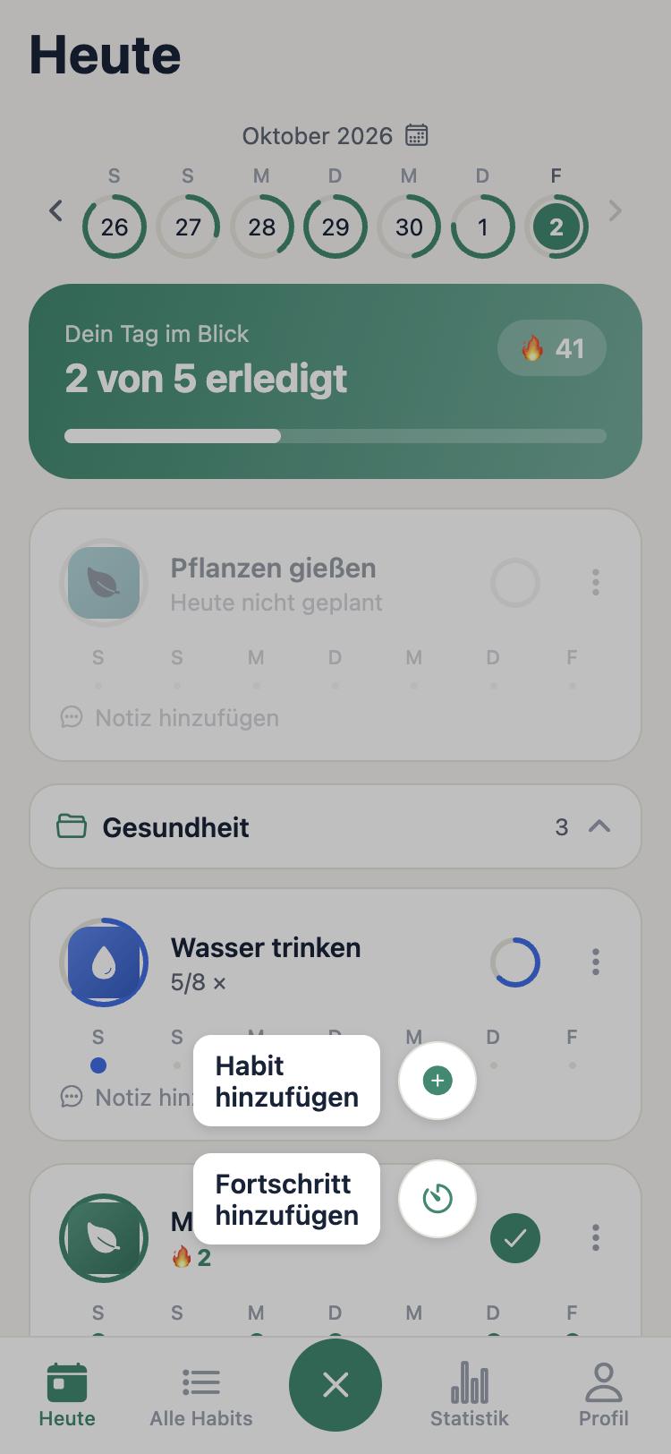 Das Plus-Menü
